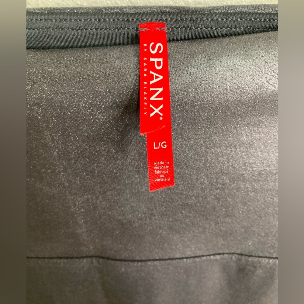 Spanx Black Faux Leather Leggings High Rise Women’s Size Large Compression - Picture 2 of 3